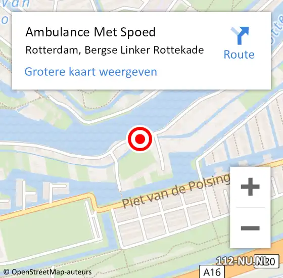 Locatie op kaart van de 112 melding: Ambulance Met Spoed Naar Rotterdam, Bergse Linker Rottekade op 30 augustus 2024 17:32