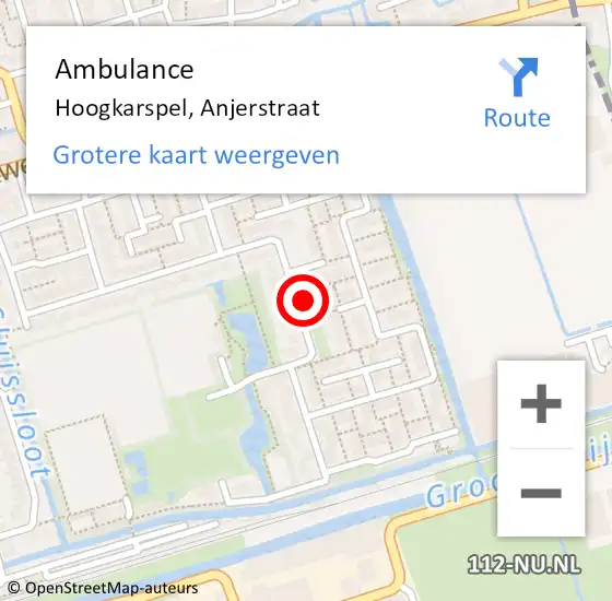 Locatie op kaart van de 112 melding: Ambulance Hoogkarspel, Anjerstraat op 30 augustus 2024 17:45