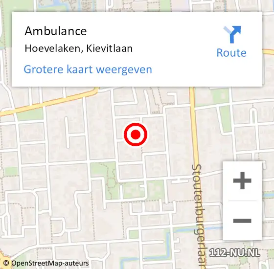 Locatie op kaart van de 112 melding: Ambulance Hoevelaken, Kievitlaan op 18 oktober 2014 11:28