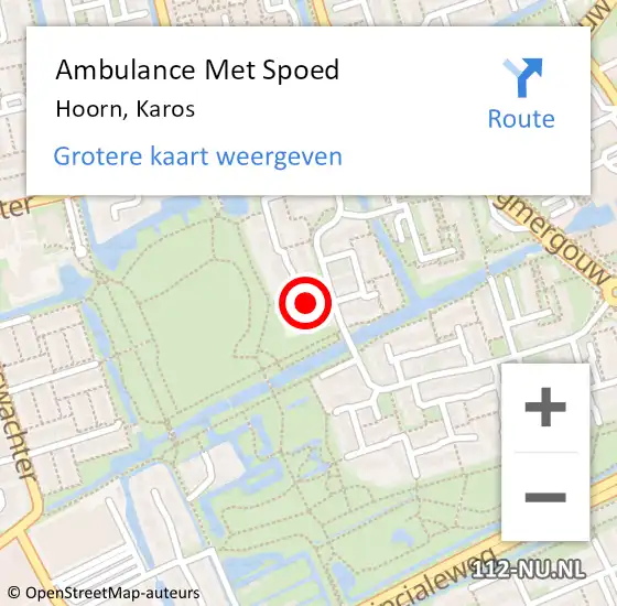 Locatie op kaart van de 112 melding: Ambulance Met Spoed Naar Hoorn, Karos op 30 augustus 2024 17:53