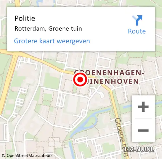 Locatie op kaart van de 112 melding: Politie Rotterdam, Groene tuin op 30 augustus 2024 17:55