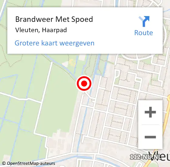 Locatie op kaart van de 112 melding: Brandweer Met Spoed Naar Vleuten, Haarpad op 30 augustus 2024 17:57