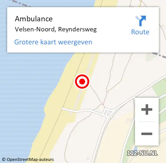 Locatie op kaart van de 112 melding: Ambulance Velsen-Noord, Reyndersweg op 30 augustus 2024 18:31