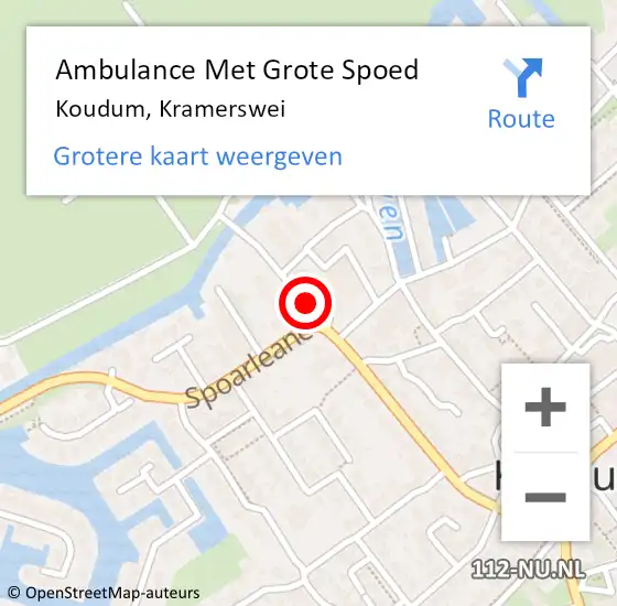 Locatie op kaart van de 112 melding: Ambulance Met Grote Spoed Naar Koudum, Kramerswei op 18 oktober 2014 11:34