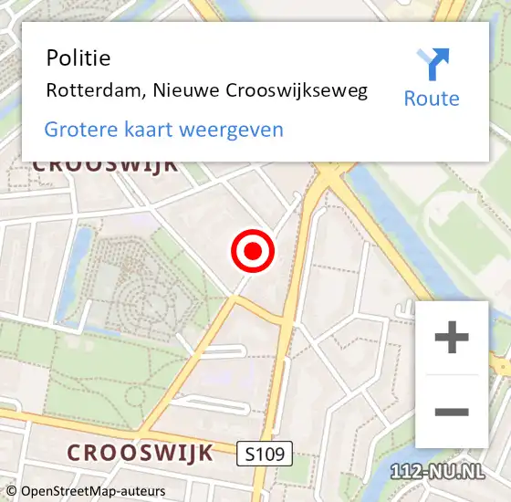 Locatie op kaart van de 112 melding: Politie Rotterdam, Nieuwe Crooswijkseweg op 30 augustus 2024 19:01