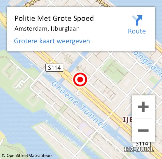 Locatie op kaart van de 112 melding: Politie Met Grote Spoed Naar Amsterdam, IJburglaan op 30 augustus 2024 19:13