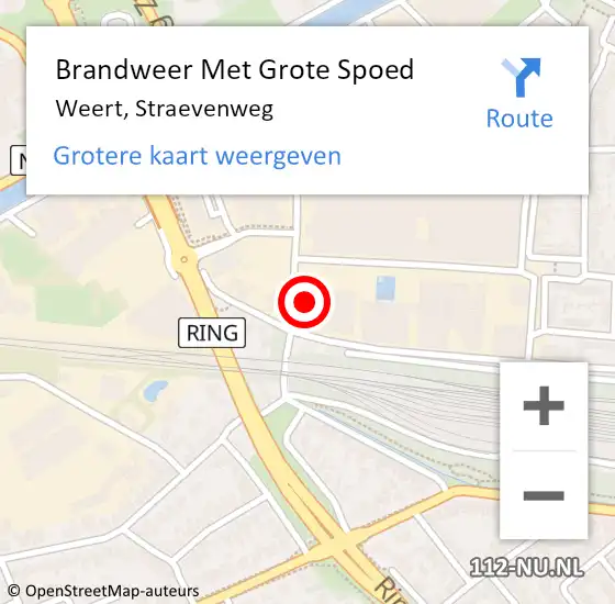 Locatie op kaart van de 112 melding: Brandweer Met Grote Spoed Naar Weert, Straevenweg op 30 augustus 2024 19:25