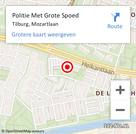 Locatie op kaart van de 112 melding: Politie Met Grote Spoed Naar Tilburg, Mozartlaan op 30 augustus 2024 19:43