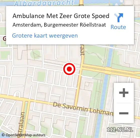 Locatie op kaart van de 112 melding: Ambulance Met Zeer Grote Spoed Naar Amsterdam, Burgemeester Röellstraat op 30 augustus 2024 19:52