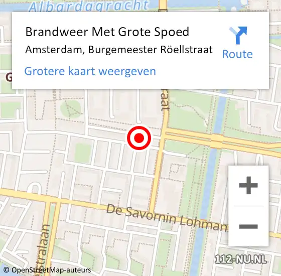 Locatie op kaart van de 112 melding: Brandweer Met Grote Spoed Naar Amsterdam, Burgemeester Röellstraat op 30 augustus 2024 19:52