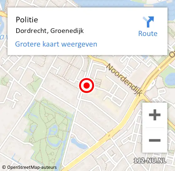 Locatie op kaart van de 112 melding: Politie Dordrecht, Groenedijk op 30 augustus 2024 19:56