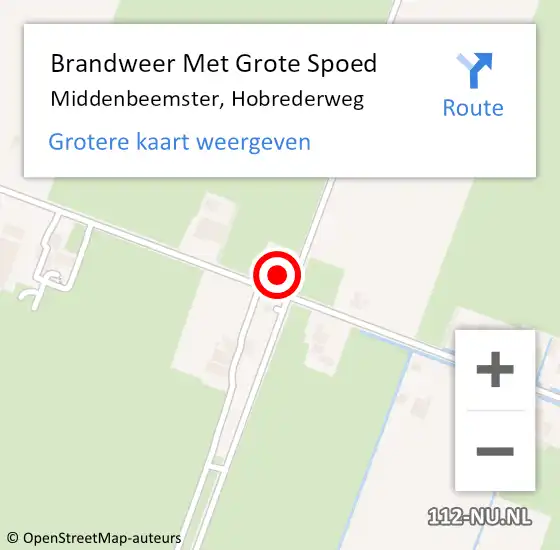 Locatie op kaart van de 112 melding: Brandweer Met Grote Spoed Naar Middenbeemster, Hobrederweg op 30 augustus 2024 19:58