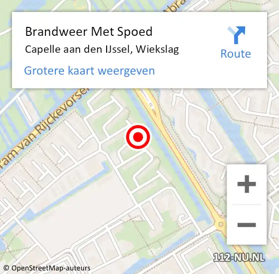 Locatie op kaart van de 112 melding: Brandweer Met Spoed Naar Capelle aan den IJssel, Wiekslag op 30 augustus 2024 20:02