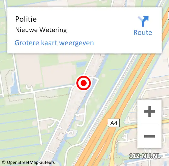 Locatie op kaart van de 112 melding: Politie Nieuwe Wetering op 30 augustus 2024 20:18