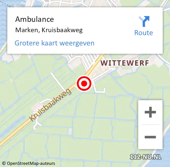 Locatie op kaart van de 112 melding: Ambulance Marken, Kruisbaakweg op 30 augustus 2024 20:49