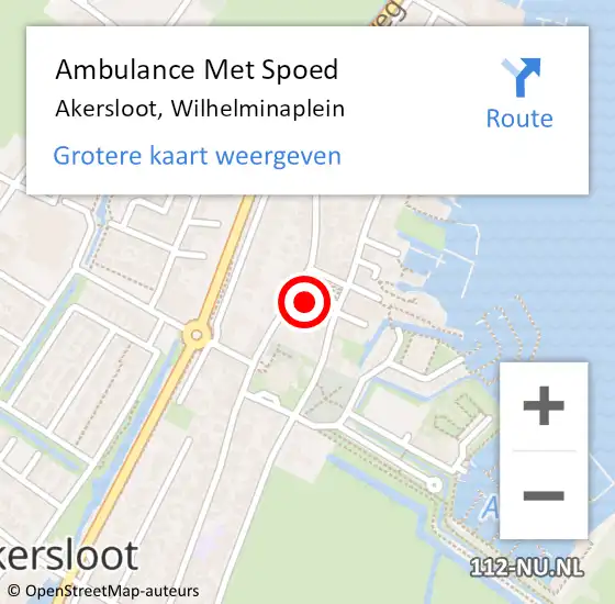 Locatie op kaart van de 112 melding: Ambulance Met Spoed Naar Akersloot, Wilhelminaplein op 30 augustus 2024 20:49