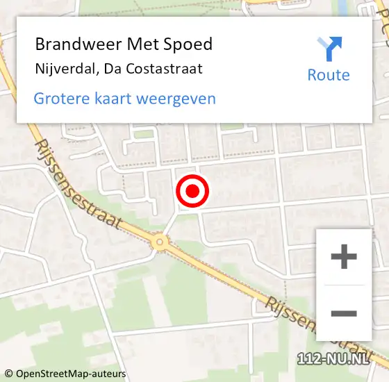 Locatie op kaart van de 112 melding: Brandweer Met Spoed Naar Nijverdal, Da Costastraat op 30 augustus 2024 20:57