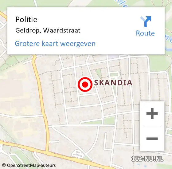 Locatie op kaart van de 112 melding: Politie Geldrop, Waardstraat op 30 augustus 2024 21:11