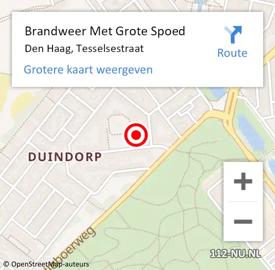 Locatie op kaart van de 112 melding: Brandweer Met Grote Spoed Naar Den Haag, Tesselsestraat op 30 augustus 2024 21:32