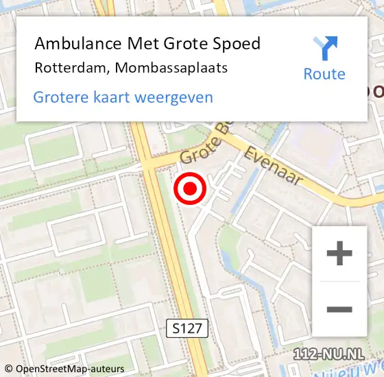 Locatie op kaart van de 112 melding: Ambulance Met Grote Spoed Naar Rotterdam, Mombassaplaats op 30 augustus 2024 21:37