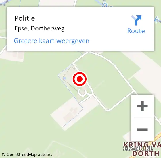 Locatie op kaart van de 112 melding: Politie Epse, Dortherweg op 30 augustus 2024 21:38