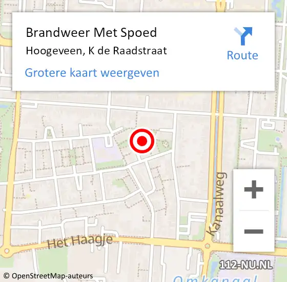 Locatie op kaart van de 112 melding: Brandweer Met Spoed Naar Hoogeveen, K de Raadstraat op 30 augustus 2024 21:53