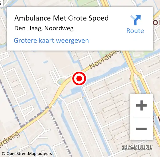 Locatie op kaart van de 112 melding: Ambulance Met Grote Spoed Naar Den Haag, Noordweg op 30 augustus 2024 22:10