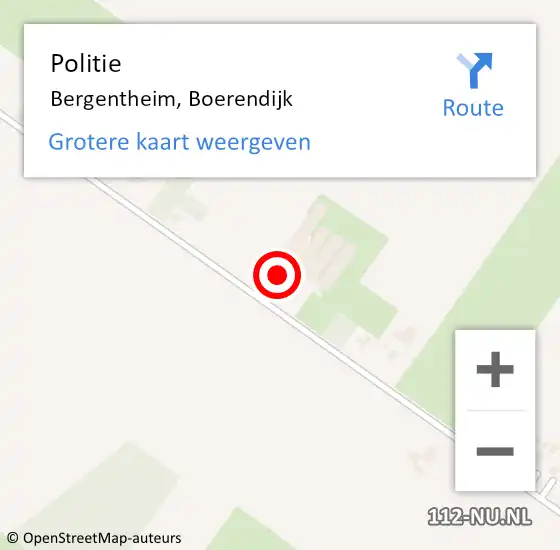 Locatie op kaart van de 112 melding: Politie Bergentheim, Boerendijk op 30 augustus 2024 22:37