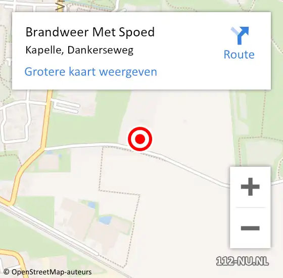 Locatie op kaart van de 112 melding: Brandweer Met Spoed Naar Kapelle, Dankerseweg op 30 augustus 2024 22:39