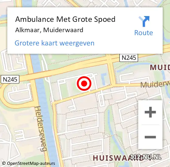 Locatie op kaart van de 112 melding: Ambulance Met Grote Spoed Naar Alkmaar, Muiderwaard op 30 augustus 2024 22:44