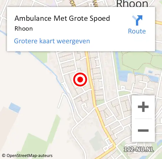 Locatie op kaart van de 112 melding: Ambulance Met Grote Spoed Naar Rhoon op 30 augustus 2024 22:54