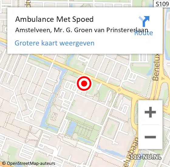 Locatie op kaart van de 112 melding: Ambulance Met Spoed Naar Amstelveen, Mr. G. Groen van Prinstererlaan op 30 augustus 2024 23:00