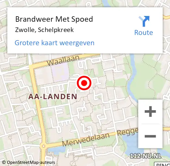 Locatie op kaart van de 112 melding: Brandweer Met Spoed Naar Zwolle, Schelpkreek op 30 augustus 2024 23:04