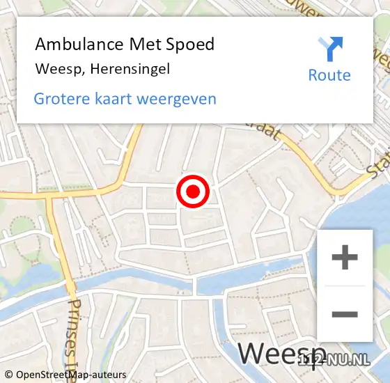 Locatie op kaart van de 112 melding: Ambulance Met Spoed Naar Weesp, Herensingel op 30 augustus 2024 23:24