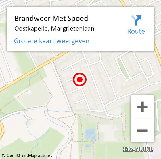 Locatie op kaart van de 112 melding: Brandweer Met Spoed Naar Oostkapelle, Margrietenlaan op 30 augustus 2024 23:42