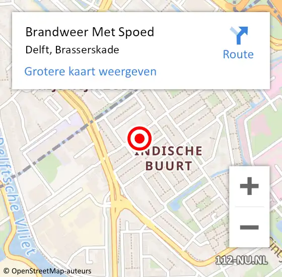 Locatie op kaart van de 112 melding: Brandweer Met Spoed Naar Delft, Brasserskade op 31 augustus 2024 00:56