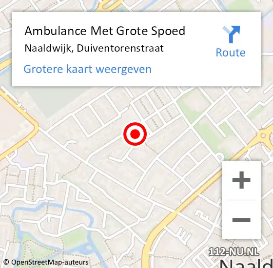 Locatie op kaart van de 112 melding: Ambulance Met Grote Spoed Naar Naaldwijk, Duiventorenstraat op 31 augustus 2024 01:06