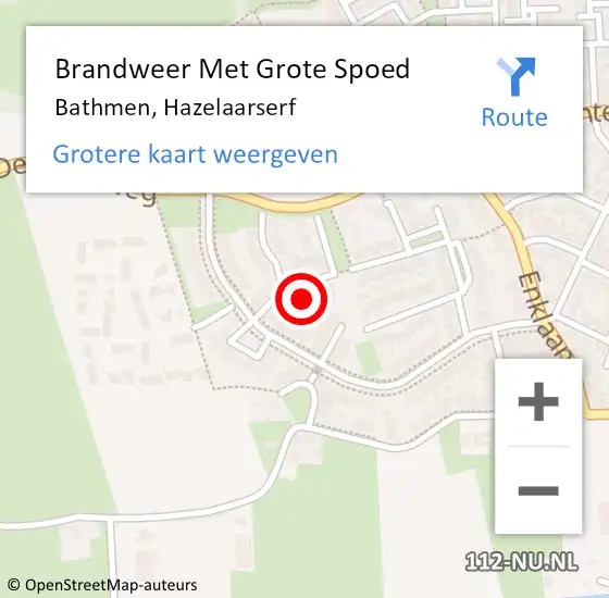 Locatie op kaart van de 112 melding: Brandweer Met Grote Spoed Naar Bathmen, Hazelaarserf op 31 augustus 2024 01:16