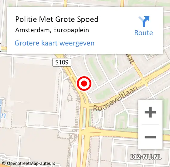 Locatie op kaart van de 112 melding: Politie Met Grote Spoed Naar Amsterdam, Europaplein op 31 augustus 2024 01:34