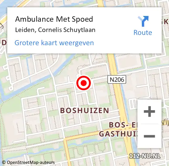 Locatie op kaart van de 112 melding: Ambulance Met Spoed Naar Leiden, Cornelis Schuytlaan op 31 augustus 2024 01:39