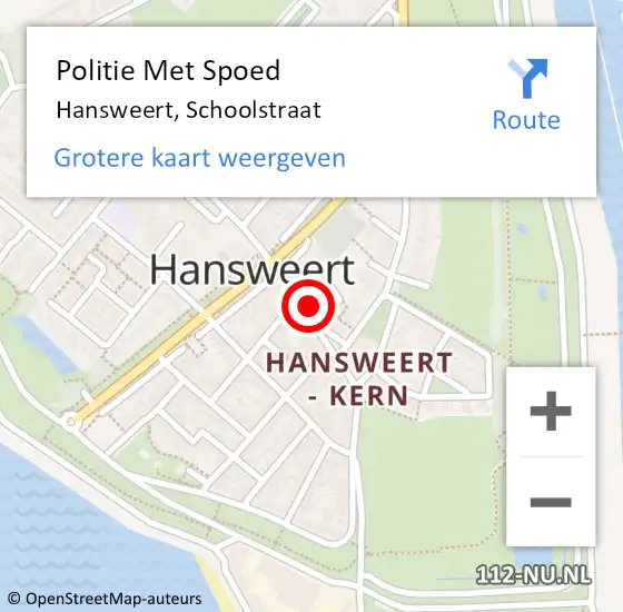 Locatie op kaart van de 112 melding: Politie Met Spoed Naar Hansweert, Schoolstraat op 31 augustus 2024 01:47