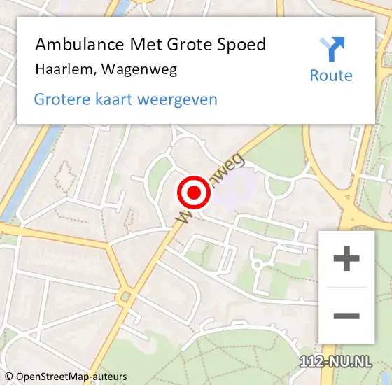 Locatie op kaart van de 112 melding: Ambulance Met Grote Spoed Naar Haarlem, Wagenweg op 31 augustus 2024 01:54