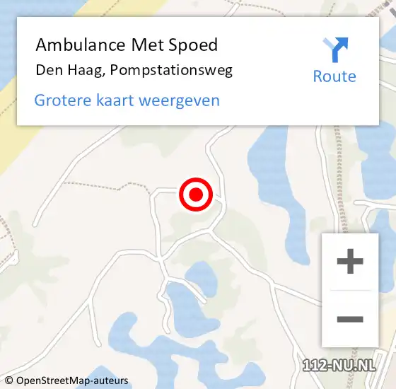 Locatie op kaart van de 112 melding: Ambulance Met Spoed Naar Den Haag, Pompstationsweg op 18 oktober 2013 01:18