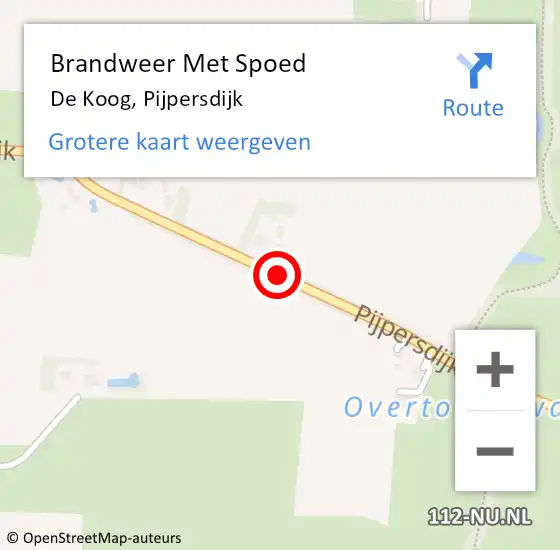 Locatie op kaart van de 112 melding: Brandweer Met Spoed Naar De Koog, Pijpersdijk op 18 oktober 2014 12:06