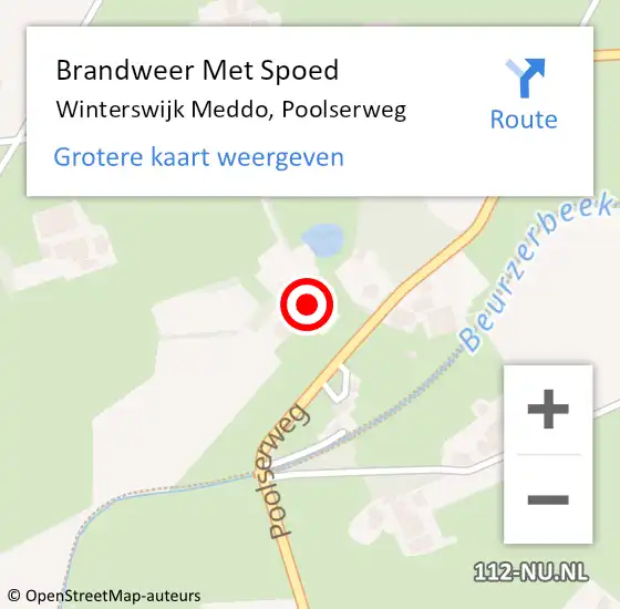 Locatie op kaart van de 112 melding: Brandweer Met Spoed Naar Winterswijk Meddo, Poolserweg op 31 augustus 2024 02:12