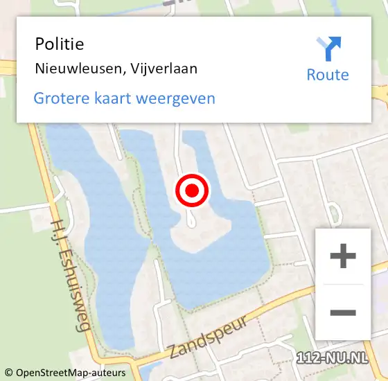 Locatie op kaart van de 112 melding: Politie Nieuwleusen, Vijverlaan op 31 augustus 2024 02:13