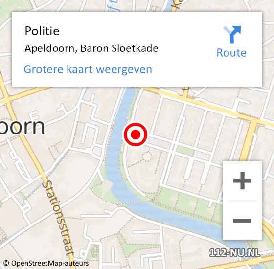 Locatie op kaart van de 112 melding: Politie Apeldoorn, Baron Sloetkade op 31 augustus 2024 02:42