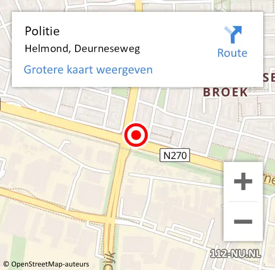 Locatie op kaart van de 112 melding: Politie Helmond, Deurneseweg op 31 augustus 2024 02:48