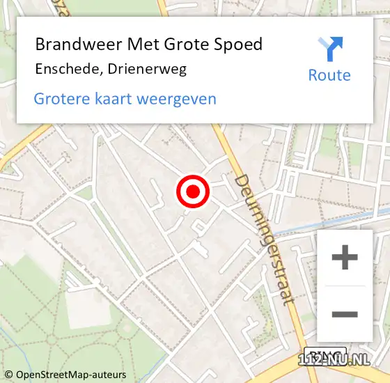 Locatie op kaart van de 112 melding: Brandweer Met Grote Spoed Naar Enschede, Drienerweg op 31 augustus 2024 03:08