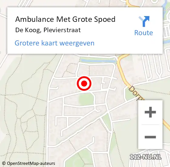 Locatie op kaart van de 112 melding: Ambulance Met Grote Spoed Naar De Koog, Plevierstraat op 31 augustus 2024 03:18